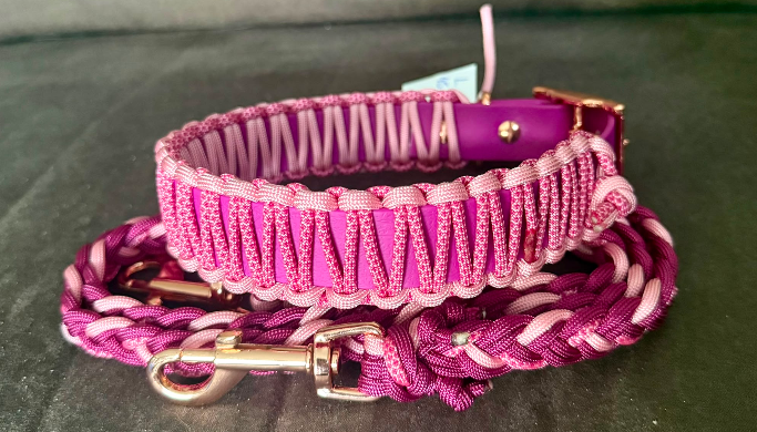 Biothane & Paracord Halsband + Paracord Leine - Handmade