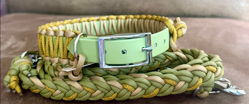 Biothane & Paracord Halsband + Paracord Leine - Handmade