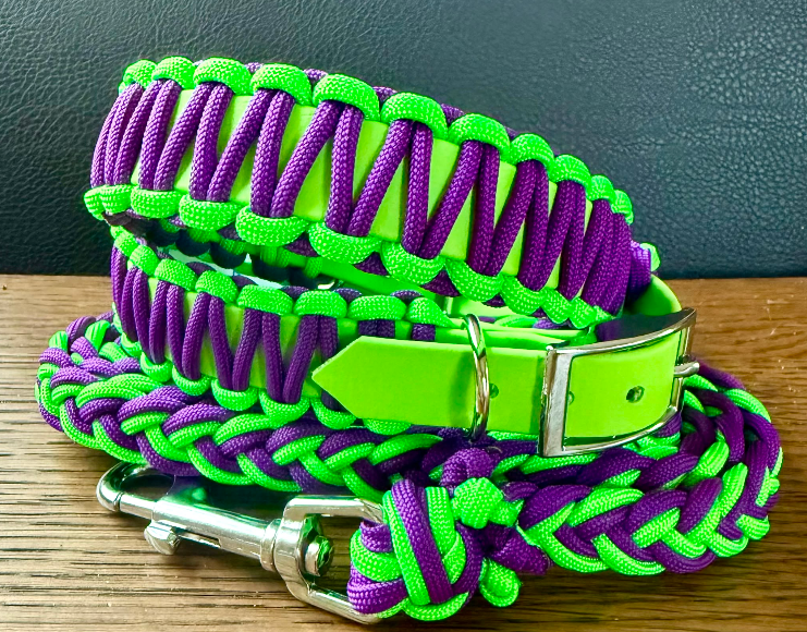 Biothane & Paracord Halsband + Paracord Leine - Handmade