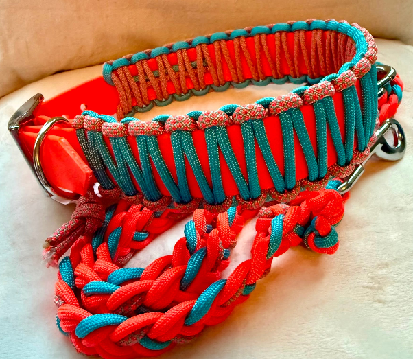 Biothane & Paracord Halsband + Paracord Leine - Handmade